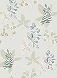 myforHD Selbstklebend Tapete Floral Blätter Weiß Grau Wandpapier Blumen Wanddeko Moderne Möbelfolie PVC Vinyl Wandaufkleber Selbstklebende Dekorfolie Klebefolie