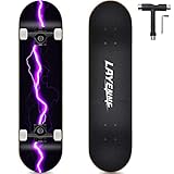 Skateboard Blitz, 31 x 8 Zoll,8-lagiges Ahornbrett, An beiden Enden symmetrisch geneigt,Geeignet für Jungen, Mädchen, Jugendliche, Straße, Erwachsene, Anfänger-Purple