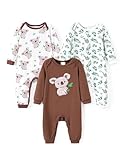 PATPAT Baby Spieler Neugeborene 3pcs Set, Strampler für Baby-Jungen/Mädchen, Baby Schlafanzug Strampler Ohne Füße, Bodyverlängerung Babysachen Kleidung, Koala/Einhorn/Weihnachten Bekleidung Geschenk