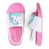 Littleplum Badelatschen Kinder Badesandalen Mädchen Badeschlappen Kinder Badeschuhe Sommer rutschfest Hausschuhe Kinder Sandalen(A Rosa,30/31 EU)