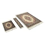 Samsrainbow Set Teppich Mauspad Untersetzer und Lesezeichen | Büro Zubehör | Orientalischer Mini Teppich Computer Zubehör (Beige-2)