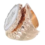 COLLBATH 1stk Vergoldeter Kristallring Für Frauen Versprechensringe Für Paare Dekorativ Vintage-schmuck Frauen Schmuck Handgefertigte Ringe Fingerring Fingerdekor Rosenring Achat Weiß