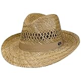 Lipodo Classic Fedora Strohhut - Sommerhut Made in Italy - Bogarthut mit Ripsbandgarnitur - Hut aus Stroh - Sonnenhut Frühjahr/Sommer Natur S (54-55 cm)