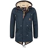 A. Salvarini warme Herren Designer Winter Parka Teddyfell gefüttert Winterjacke [AS-280-Navy-Gr.L]