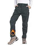 Djtnzdm Softshellhose Kinder Winter Skihose Jungen Mädchen Thermohose Gefüttert Thermo Hose Kinder wasserdichte Outdoorhose Kinder Fleece Regenhose Jungen Winter Wanderhose Grau 134-140