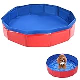 Hundepool, Hundepool für Kleine Hunde, Faltbar Hundepool, 50x8 cm Hunde Planschbecken, Planschbecken für Haustiere, PVC Hunde Pool, Katzenpool, Dog Sprinkler Pad, mit Rutschfestem Boden Ablassventil