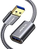 JSAUX USB 3.0 Verlängerung Kabel 2M, USB A Stecker auf A Buchse Nylon Verlängerungskabel 5Gbps Superschnelle mit Vergoldeten Kontakte Kompatibel mit Kartenlesegerät, Tastatur, Drucker, Kamera usw