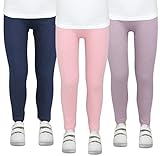 TupTam Mädchen Leggings Herbst Leggins Winterleggings Thermoleggins 3er Pack, Farbe: Dunkelblau/Lila/Rosa, Größe: 104