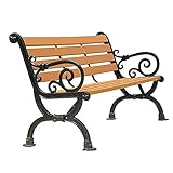 Outdoor Park Gartenbank im Retro-Stil, wetterbeständig, Kunststoff-Sitz, Gestell aus Gusseisen, 2 3 Sitze, 125 cm, Schwarz