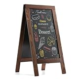 DAHAPYBOO Sandwich Board 101,6 x 50,8 cm massives Kiefernholz, rustikales Braun, Kreidetafel, Schilder, Sandwich-Tafel, Schilder, Outdoor, Kreidetafel, Staffelei, ein Rahmen, Kreidetafel, Menü