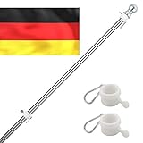 INFLATION Fahnenmast Aluminium, Edelstahl 150-180CM Fahnenstange kit mit Drehbaren Ringen, inkl 150 * 90cm Deutschlandfahne,5 Verschiedene Fahnen zur Wahl (Mast mit Fahnen,ohne Halterung)