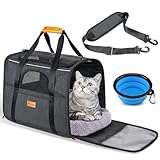 Morpilot Transportbox Katze Katzen transportboxen, Faltbare katzentasche transporttasche, hundetragetasche Transporttasche mit Einstellbar Schultergurt katzenbox für Katzen Kleiner Hund Welpe