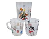 Alsino Weihnachtsgläser Glühweingläser 3er Set Glas Glühwein Kakao Heiße Schokolade Trinkgläser Weihnachtsmann 200 ml - Weihnachtsgeschirr durchsichtig & mit Henkel