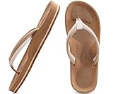 COFACE Damen Zehentrenner Sommer Flip Flops Frauen Bequem Orthopädische Plateau Pantoffeln Sandalen Bade Strand Sport Zehentrenner rutschfest Gummifu ßbett EU39 Beige