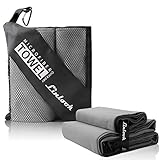 Microfaser Handtücher 2 Stück (160x80cm Groß Badetuch + 80x40cm Klein Hand Gesichtshandtuch) Sporthandtuch Fitness Handtuch Reisehandtuch Strandhandtuch für Sport Travel Yoga Camping Beach Gym