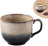 Vintage Keramik Becher, 480ml Kaffeetassen Steingut mit Henkel, Große Tasse 16oz Steingut Tassen Cappuccino Tassen Kaffeetasse Steingut Frühstückstasse Coffee Cup für Kaffee Milch Latte Tee