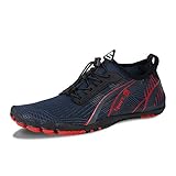 IceUnicorn Barfussschuhe Herren Damen Zehenschuhe Aquaschuhe Fitnessschuhe Laufschuhe Traillaufschuhe Wassersportschuhe(R/Blau, 44EU)