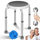 KESSER® Duschhocker höhenverstellbar 8 Stufen | Leichter Badhocker rutschfeste Gummifüße Duschstuhl 136KG belastbar | Duschhilfe Senioren | Saugnapf Haltegriff Badewannengriff | Duschsitz 360° drehbar