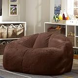 Mini-Sitzsack-Stuhl, Es War Nur EIN Bezug, (Keine Füllung). Stuhlqualität, Lammwollfell-Sofas, Kunstfell-Sofa, Wohnzimmer-Schlafsofa, Großer Sitzsack-Stühle-Bezug,brown-135X80cm