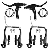 GUUFOO Aluminium Fahrrad Bremsen Set,Bremshebel Fahrrad und V Brake Universal Fahrradbremsen Vordere und Hintere mit Bremsseile,Fahrradbremse Bremsgriffe Für Die Meisten Fahrräder Rennräder MTB BMX