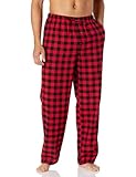 Amazon Essentials Herren Pyjamahose aus Flanell (erhältlich in Big & Tall), Rot Buffalokaros, XL