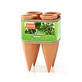 Bio Green Hydro Wine Tonkegel Bewässerungssystem für Garten- & Zimmerpflanzen I Wasserspender für automatische Urlaubsbewässerung I Tröpfchenbewässerung passend mit Weinflaschen, Terracotta, 4-er Set