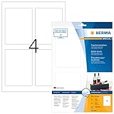 HERMA 8882 Flaschenetiketten, 10 Blatt, 90 x 120 mm, 4 pro A4 Bogen, 40 Stück, selbstklebend, bedruckbar, glänzend, blanko Flaschenaufkleber Etiketten aus hochwertigem Papier, weiß