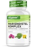 Mariendistel Artischocken Löwenzahn Komplex - 365 Kapseln (6 Monatsvorrat) - Hochdosiert 80% Silymarin & 2,5% Cynarin - Laborgeprüft - Vegan