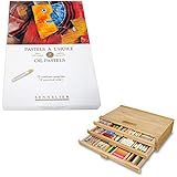 Sennelier Pastellkreiden Geschenkset & 3 Schubladen Holz-Pastell-Aufbewahrungsbox – Sennelier Soft Full Stick Pastellfarben schillernde Farben – 24 Stück Assorted Colors - Set of 72 Oil Pastels