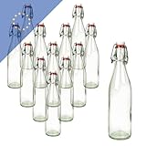 Verpackungsstadl Glasflasche 500ml mit Bügelverschluss (12 Stk.), perfekt für Öle, Säfte, Essig, Most umweltfreundlich und wiederverwendbar