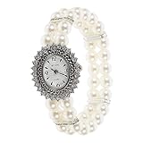 CATIEBYE 1 STK Anschauen Strass Uhr Damenuhren für Damen Uhr im Perlendesign Frau schaut zu damenarmbanduhr Ladies Watch Mode-Armbanduhr für Mädchen personalisierte Uhr Legierung Silver