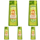 Garnier Kräftigendes Shampoo für dünnes und brüchiges Haar, Effektiv gegen Haarverlust, Mit Vitamin C und Blutorange, Fructis Vitamine & Kraft, 300 ml (Packung mit 5)