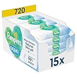 Pampers Harmonie Aqua Feuchttücher 15 Packungen mit jeweils 48 Feuchttüchern - 720 Feuchttücher, die helfen, den natürlichen pH-Wert der Haut wiederherzustellen, leichte Lotion mit 99% Wasser