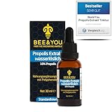 BEE&YOU Propolis Tinktur Tropfen, Extrakt wasserlöslich 10% (30 ml), ohne Alkohol, flüssig, Standardisiert, Keine Zusatzstoffe, auch für Kinder & Tiere geeignet Vergleichssieger 2022