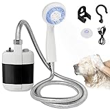 Editbar Campingdusche mit Pumpe,Tragbare Campingdusche mit Akku 2400mAh,Outdoor Camping Dusche warmwasser,Mobile Shower mit Akku mit Duschkopf und Schlauch, für Camping Reisen Garten Autowaschen