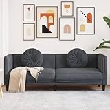 Willood Sofa mit Kissen 3-Sitzer Dunkelgrau Samt, Polstersofa Loungesofa Couch für Wohnzimmer, Designsofa Wohnzimmersofa Sitzmöbel, Modern