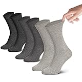 Piarini Venensocken Herren ohne Gummi 3er Pack - Gesundheitssocken die nicht einschnüren aus Baumwolle Grau 43 44 45 46