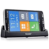 Funker E500i Easy SMART Smartphone 4G mit Whatsapp für Senioren, SOS-Taste, physische Tasten für einfachere Bedienung, Ladestation, XXL-Symbole, 5,5' HD-Zoll-Display