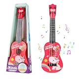 JurciCat 42cm Kindergitarre Musikspielzeug Gitarre Kinder Mit 4 verstellbaren Saiten Kinder Gitarre Ukulele Gitarre Spielzeug für Kleinkinder Anfänger Jungen Mädchen