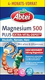 Abtei Magnesium 500 Plus Extra-Vital-Depot – Zur Unterstützung von Muskeln, Nerven, Herz – Mit 500mg Magnesium – Glutenfrei, Laktosefrei, Vegan – Vorratspackung – 126 Tabletten für 4 Monate