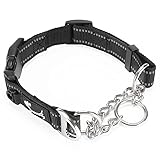 PETTOM Hundehalsband, Zugstopp Halsband Hunde mit Sicherheitsschloss, Halsband Nylon Verstellbar Reflektierend für Große Mittlere und Kleine Hunde