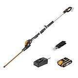 Worx 18V(20V MAX) Akku Teleskop Heckenschere Heckenschneider WG252E, 2,0Ah, PowerShare, lasergeschnittene Diamantmesser, 1 Std.Schnellladegerät