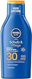 NIVEA SUN Schutz & Pflege Sonnenmilch LSF 30 Reisegröße (100 ml), Sonnencreme für 48h Feuchtigkeit, sofortiger Sonnenschutz vor UVA-/UVB-Strahlen