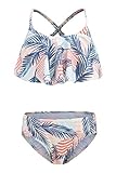 Moon Tree Mädchen Bikini Badeanzug Rüschen Hawaiian Badeanzug Strand Regenbogen, Palm Tree/Two Piece, 9-10 Jahre