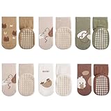 Adorel Baby Stoppersocken Baumwolle Antirutsch Krabbelsocken ABS Socken 6er-Pack Natur 1-3 Jahre (Herstellergröße M)