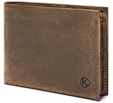 KORUTA® Geldbörse Herren Leder Braun mit RFID Schutz I Echtleder Portemonnaie Groß I 13 Fächer I Geldbeutel für Männer I Brieftasche Wallet Portmonee aus echtem Leder (Braun Vintage)