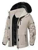 Voqeen Winterjacke Damen Wasserdicht Skijacke Fleece Schnee Skianzug Winddicht Atmungsaktiv Verdickt Skimantel mit Abnehmbarer für Damen