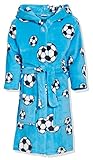 Playshoes Unisex Kinder Fleece-Bademantel Morgenmantel, blau Fußball, 122/128