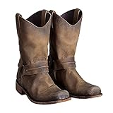 GDAFF Herren Cowboystiefel Western Cowboy Style PU Leder Hohe Stiefel Brown