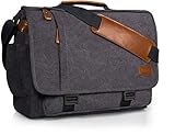 ESTARER Umhängetasche Herren 15,6 Zoll Laptoptasche aus Canvas für Schule/Reisen/Business